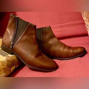 Frye Women’s Leather Ankle Boots – Brown – Size 10B – Side Zip